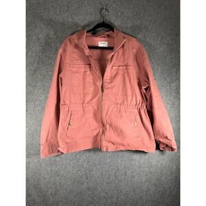 Old Navy Jacket Women XL Pink Long Sleeve Utility Gorpcore Zip Cinch Waist Casua
